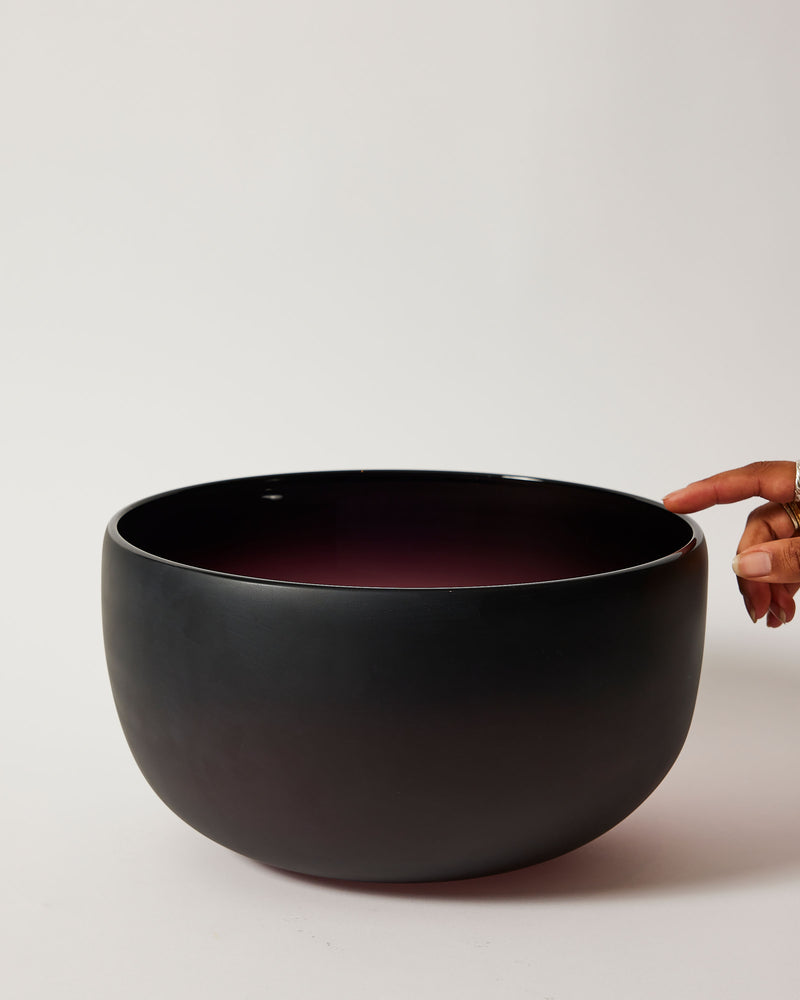 Ruth Allen — Large Frosted Black Punch Bowl