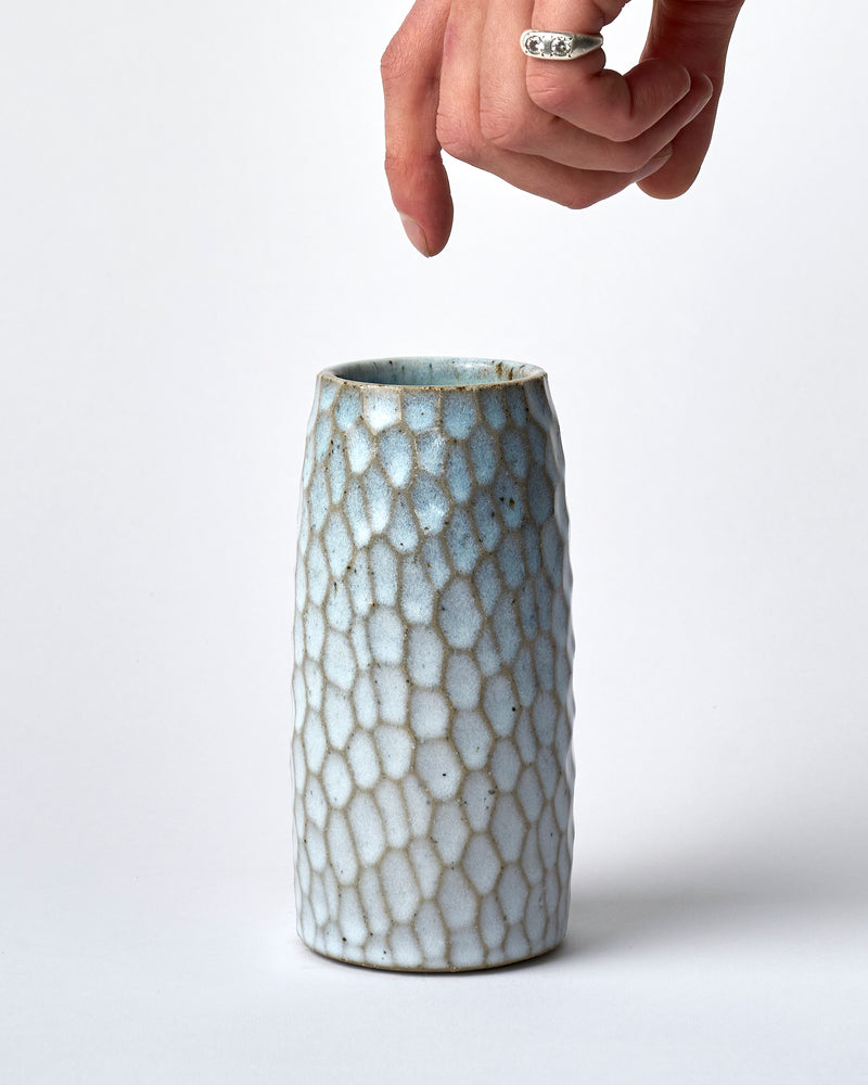 Asahi So —  Medium Carved Budvase in Icy Blue #4
