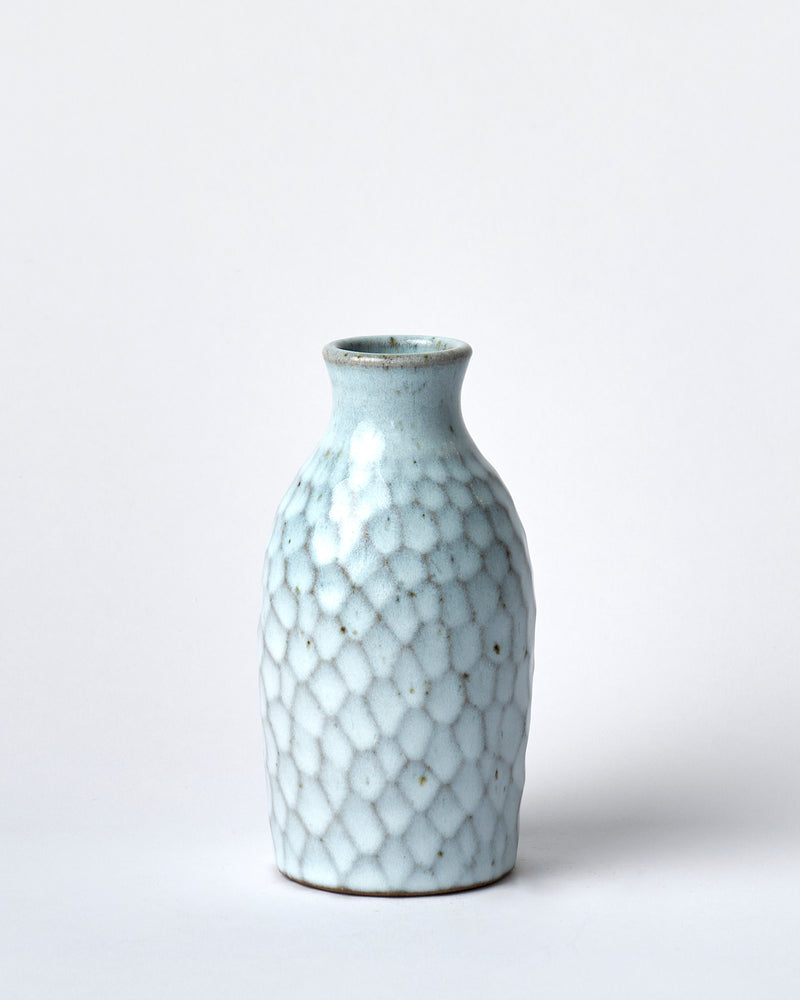 Asahi So —  Medium Carved Budvase in Icy Blue #3