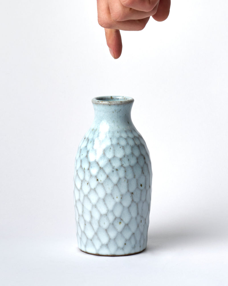 Asahi So —  Medium Carved Budvase in Icy Blue #3