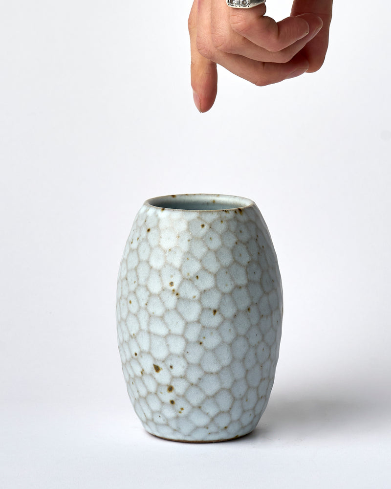 Asahi So —  Medium Carved Budvase in Icy Blue #2