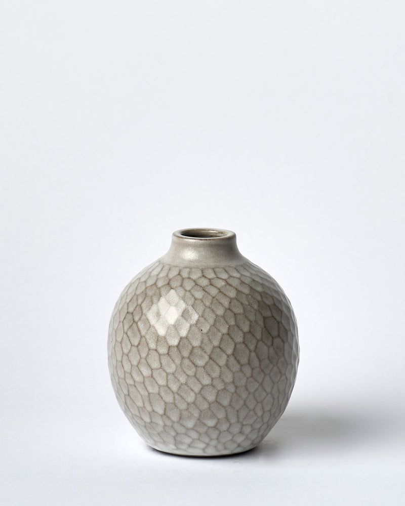 Asahi So —  Medium Carved Budvase in Misty White #1