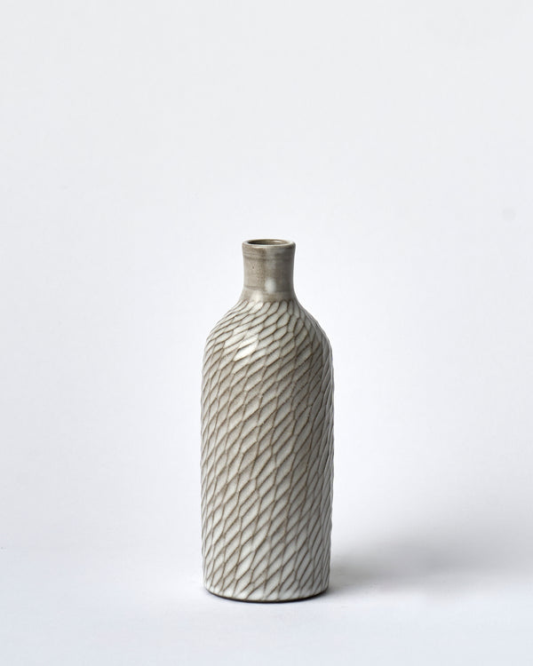 Asahi So —  Medium Carved Budvase in Misty White #2