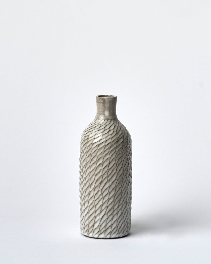 Asahi So —  Medium Carved Budvase in Misty White #2