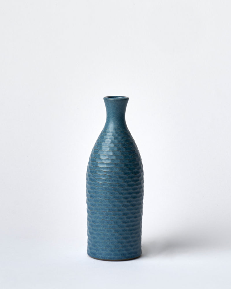 Asahi So —  Large Carved Budvase in Cobalt Blue #3
