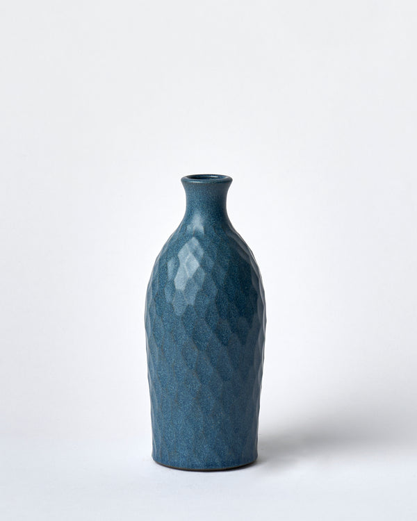 Asahi So —  Large Carved Budvase in Cobalt Blue #2