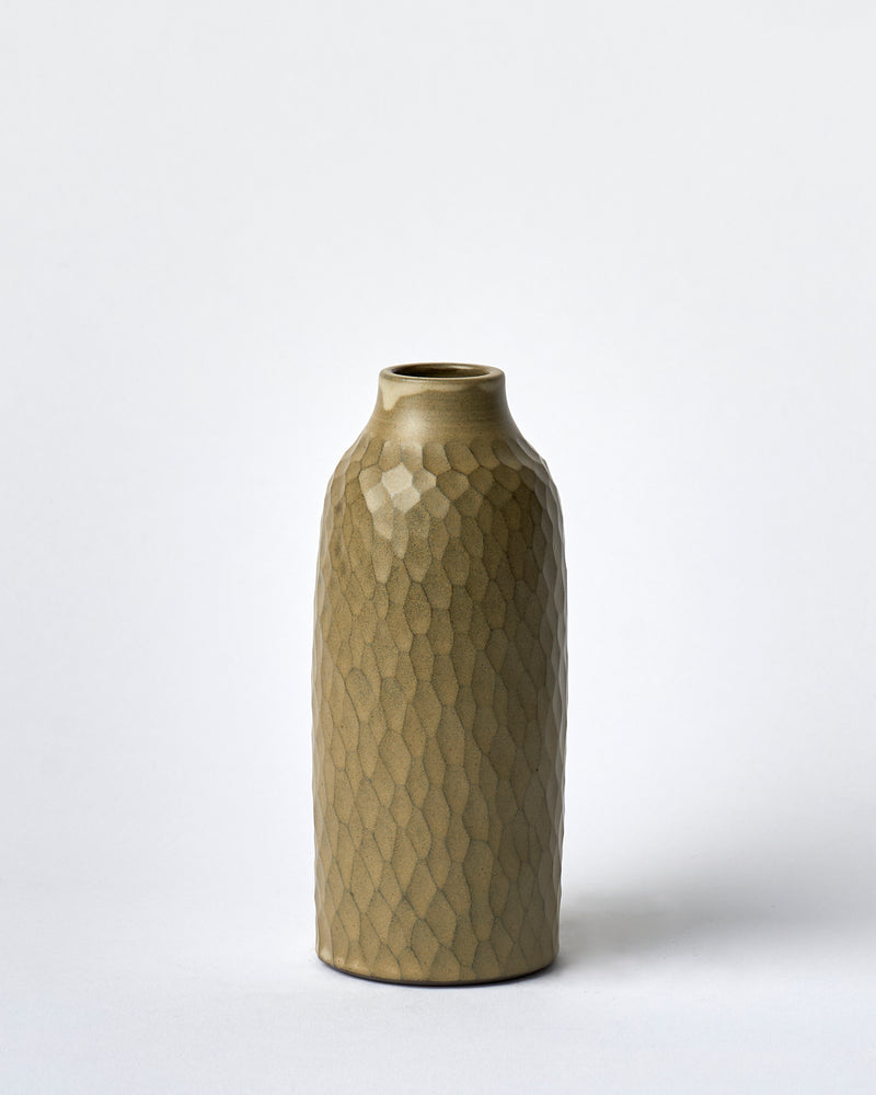 Asahi So —  Medium Carved Budvase in Taupe #3