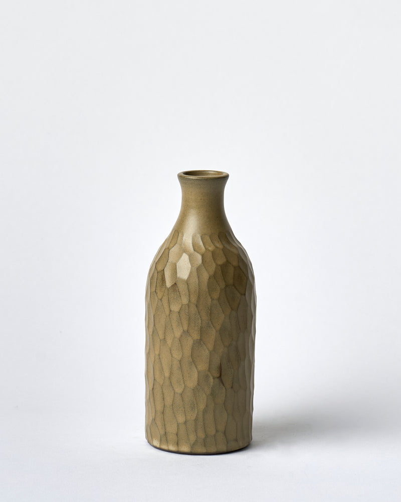 Asahi So —  Medium Carved Budvase in Taupe #4