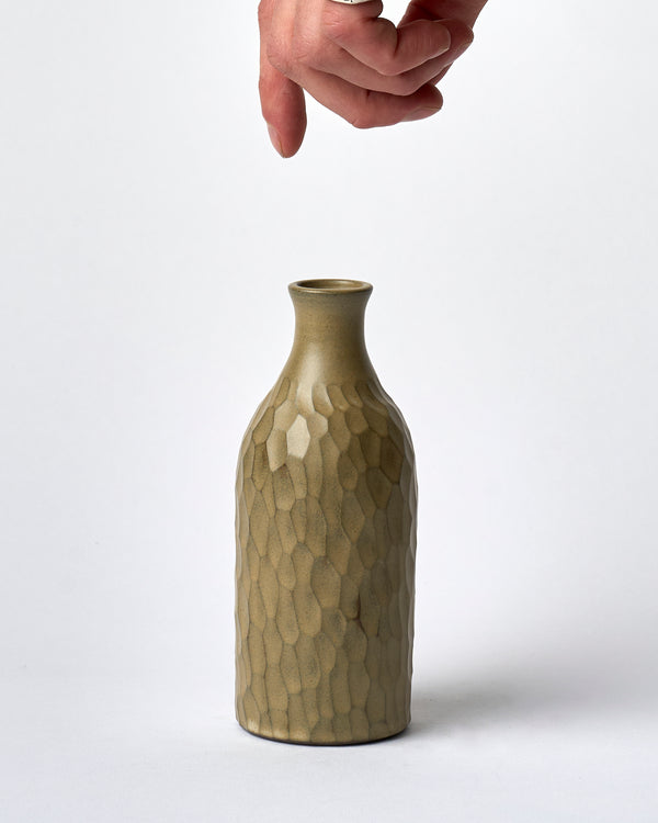Asahi So —  Medium Carved Budvase in Taupe #4