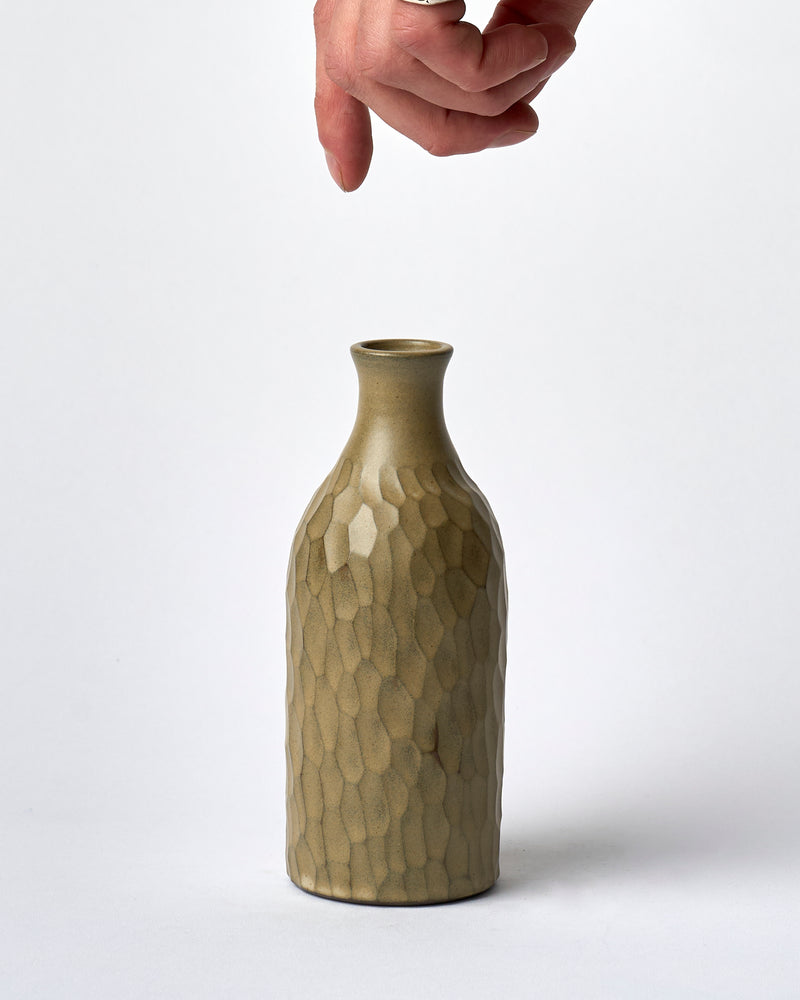 Asahi So —  Medium Carved Budvase in Taupe #4