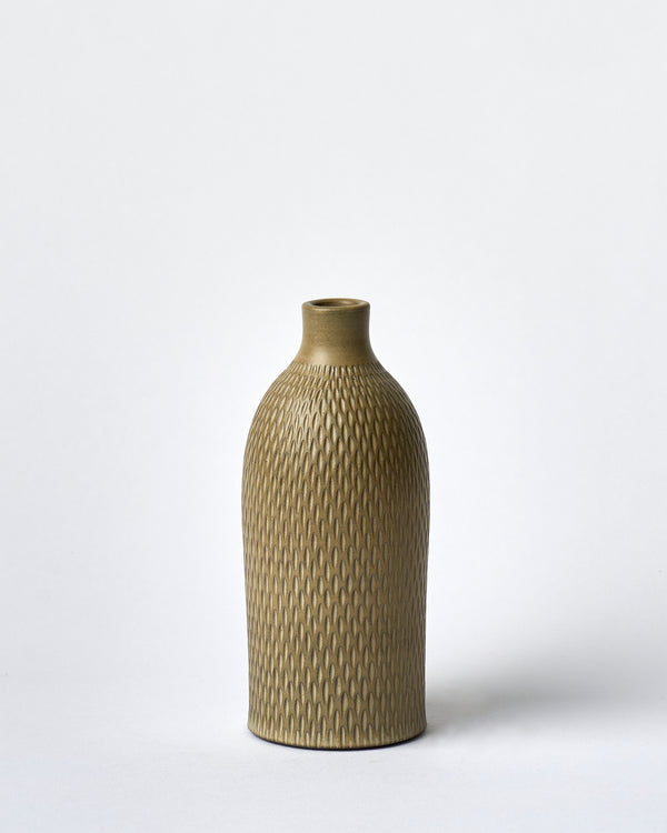 Asahi So —  Medium Carved Budvase in Taupe #5