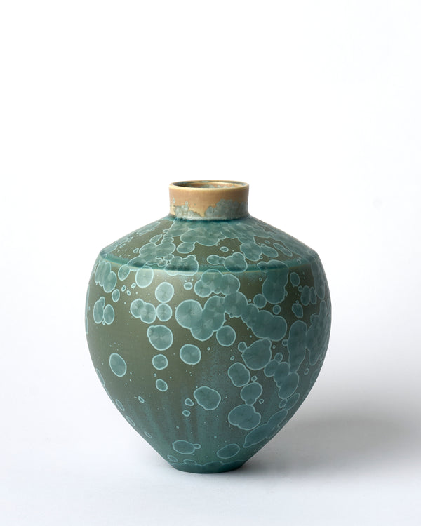 Ted Secombe — Small Crystalline Glaze Pot 'Water Lilies'