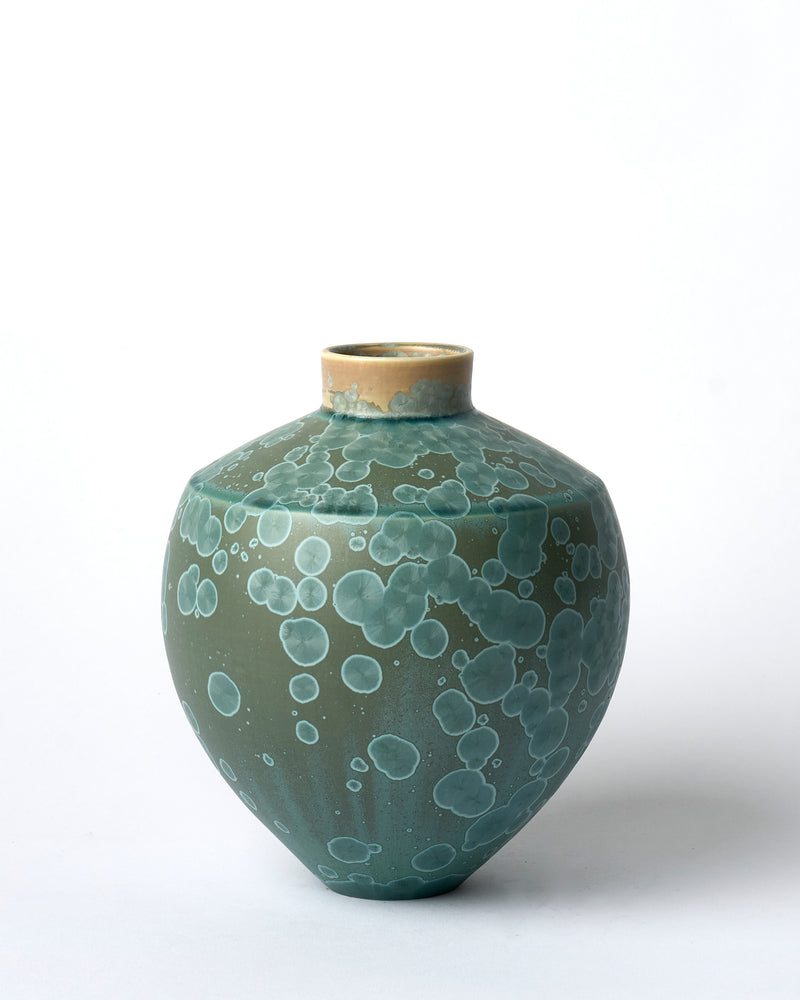 Ted Secombe — Small Crystalline Glaze Pot 'Water Lilies'