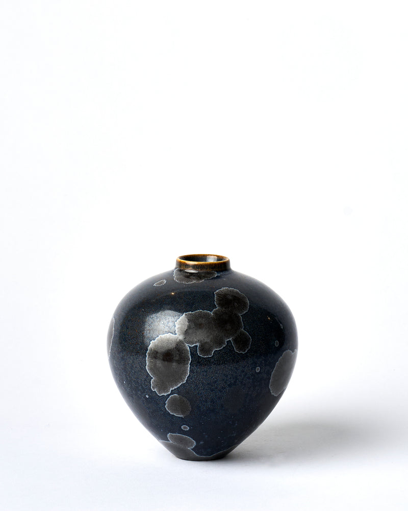 Ted Secombe — Small Crystalline Glaze Moon Jar 'Midnight'