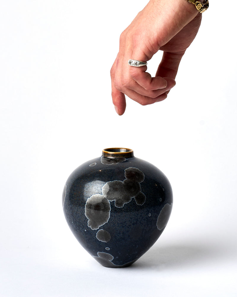 Ted Secombe — Small Crystalline Glaze Moon Jar 'Midnight'