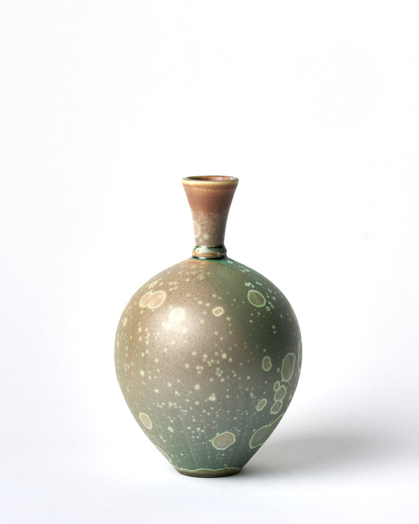 Ted Secombe — Small Crystalline Glaze Vase with Neck 'Water Lilies'