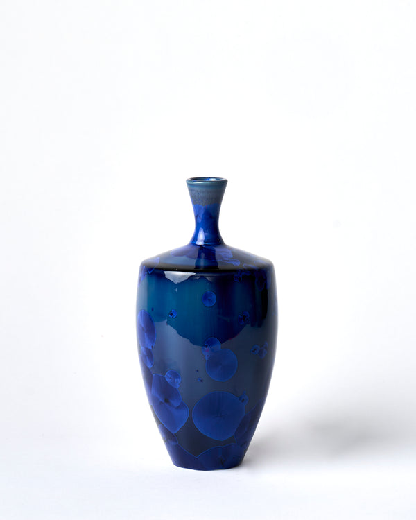 Ted Secombe — Small Crystalline Glaze Vase in 'Deep Blue'