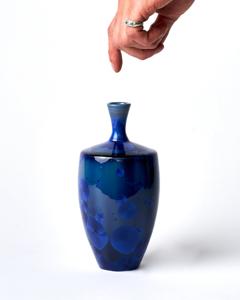 Ted Secombe — Small Crystalline Glaze Vase in 'Deep Blue'