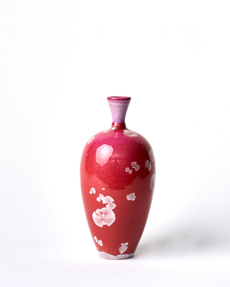Ted Secombe — Small Crystalline Glaze Vase in 'Bright Red'