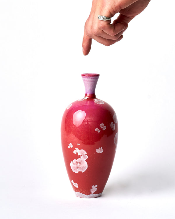 Ted Secombe — Small Crystalline Glaze Vase in 'Bright Red'