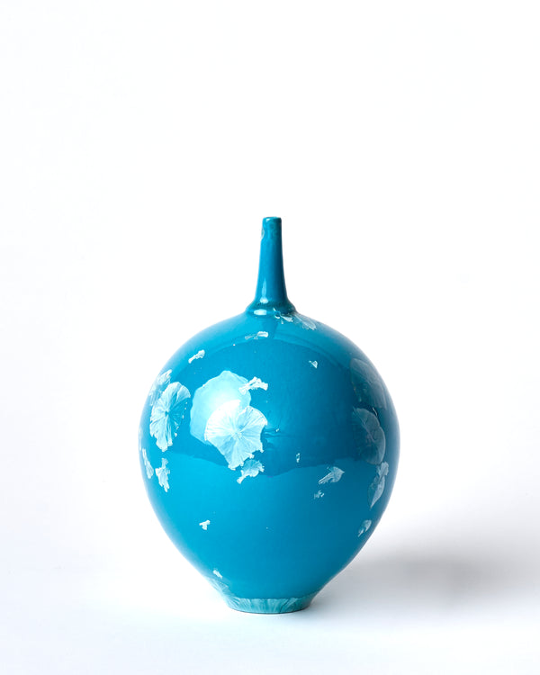 Ted Secombe — Small Crystalline Glaze Vase in 'Bright Blue'