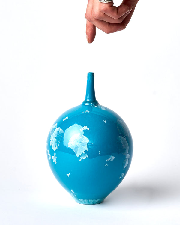 Ted Secombe — Small Crystalline Glaze Vase in 'Bright Blue'