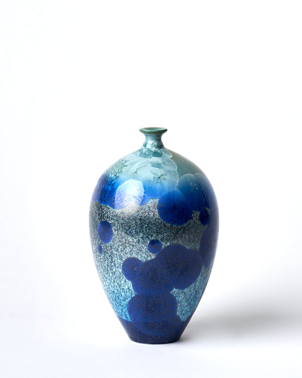 Ted Secombe — Small Crystalline Glaze Vase in 'Ocean Blue'