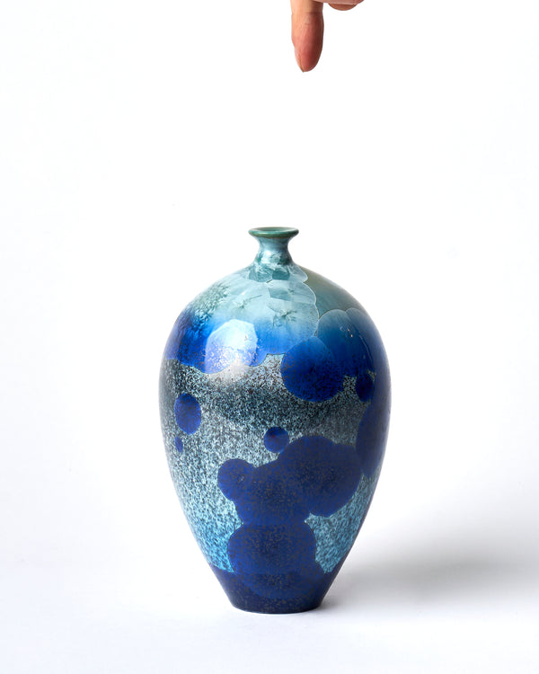 Ted Secombe — Small Crystalline Glaze Vase in 'Ocean Blue'