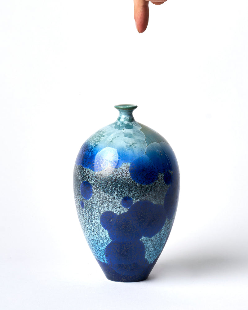 Ted Secombe — Small Crystalline Glaze Vase in 'Ocean Blue'