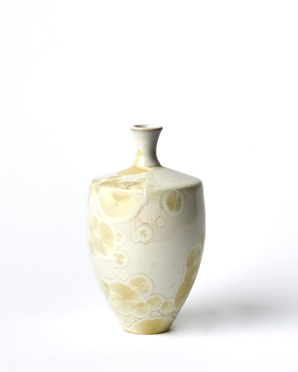 Ted Secombe — Small Crystalline Glaze Vase with Neck 'Snow'