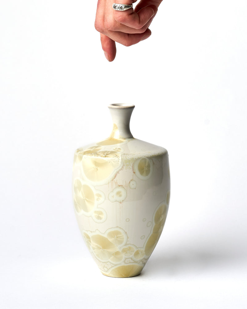 Ted Secombe — Small Crystalline Glaze Vase with Neck 'Snow'