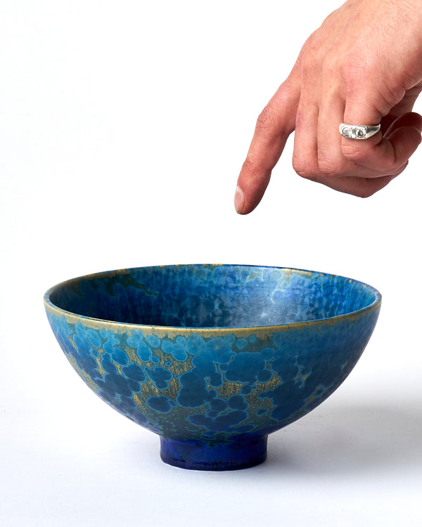 Ted Secombe — Small Crystalline Glaze Bowl in Blue and Green