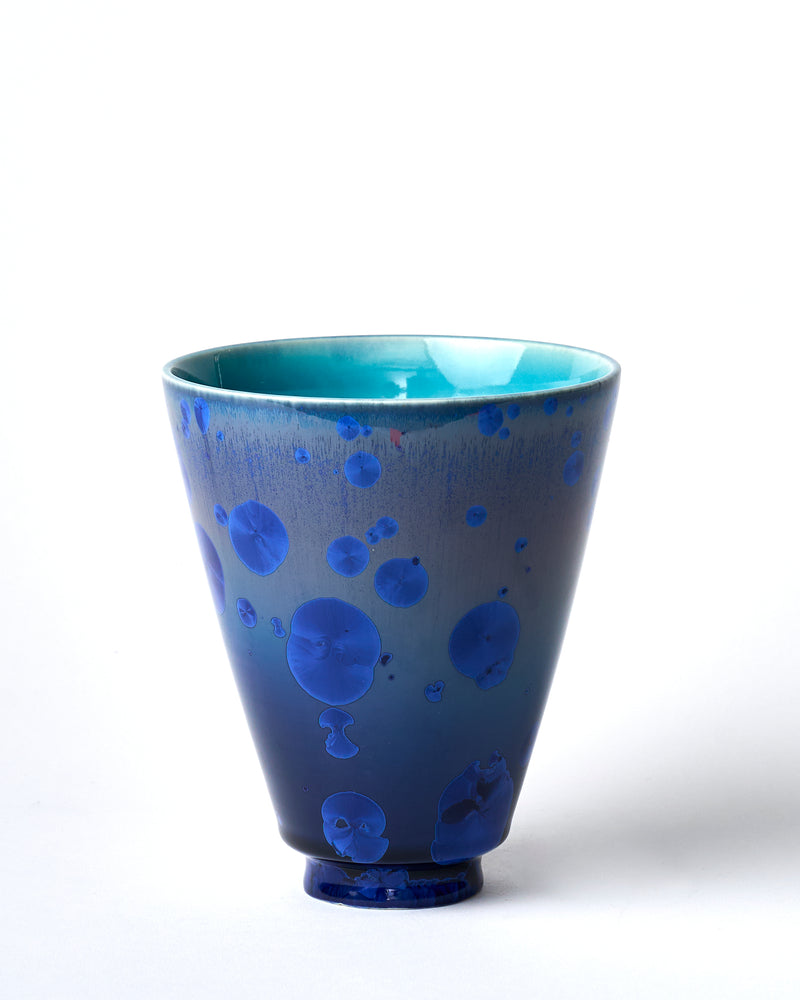 Ted Secombe — Small Crystalline Glaze Tall Bowl in 'Ocean Blue'