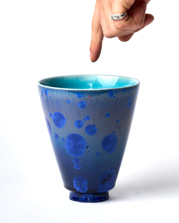 Ted Secombe — Small Crystalline Glaze Tall Bowl in 'Ocean Blue'