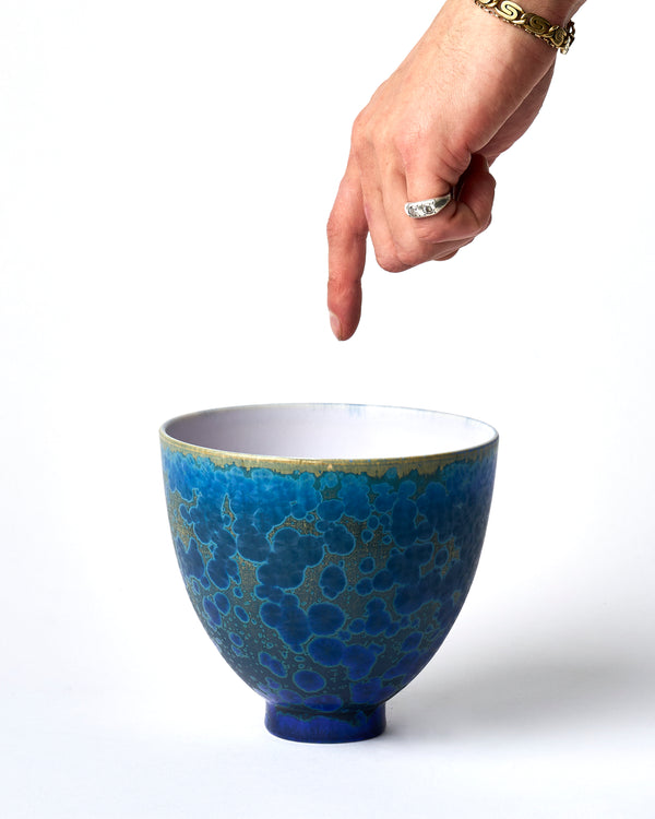 Ted Secombe — Small Crystalline Glaze Bowl in 'Gold Blue'