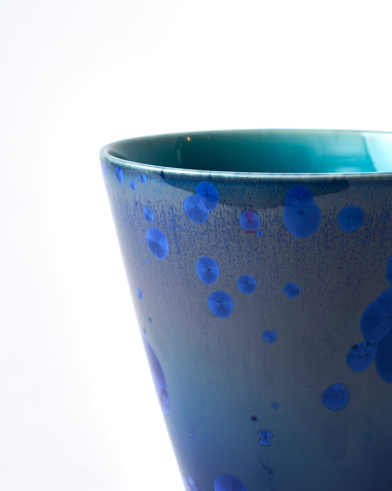 Ted Secombe — Small Crystalline Glaze Tall Bowl in 'Ocean Blue'