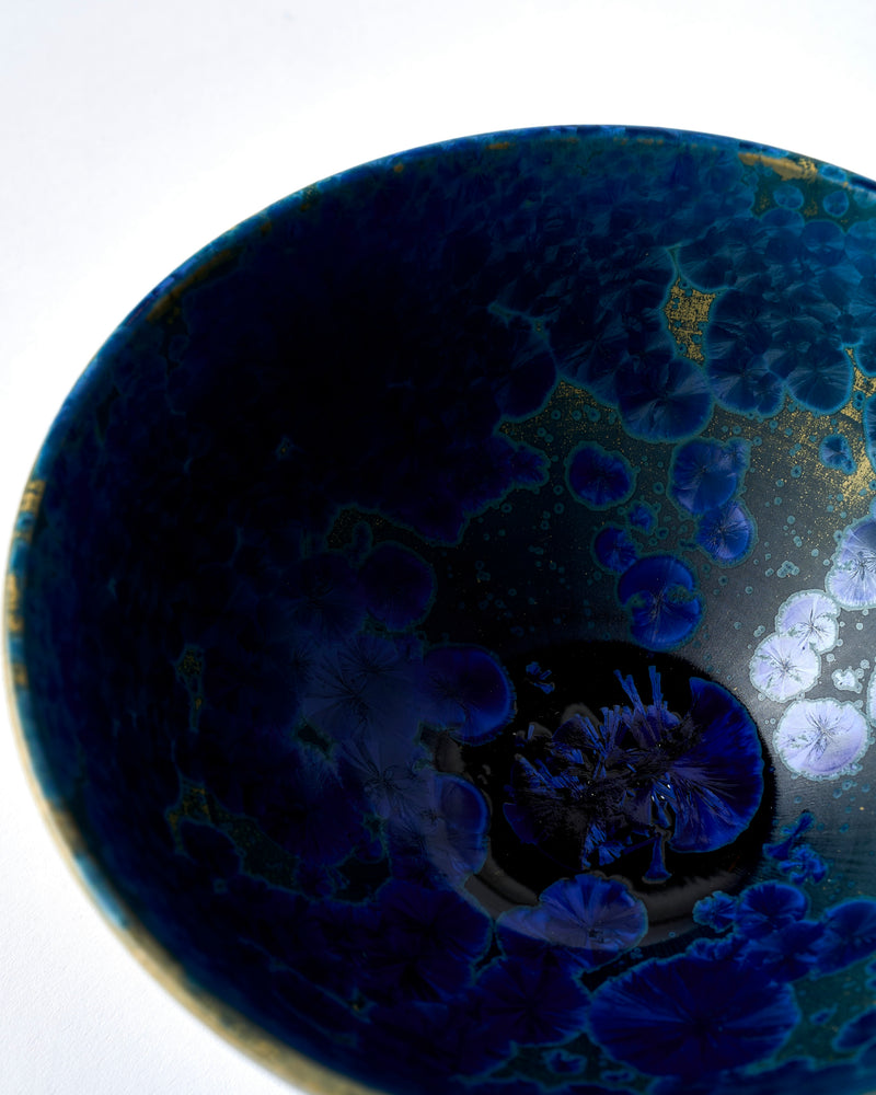 Ted Secombe — Small Crystalline Glaze Bowl in Blue and Green