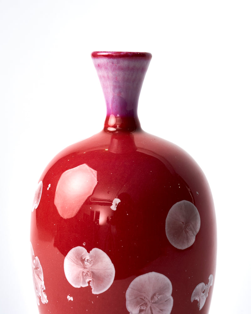 Ted Secombe — Small Crystalline Glaze Vase in 'Bright Red'
