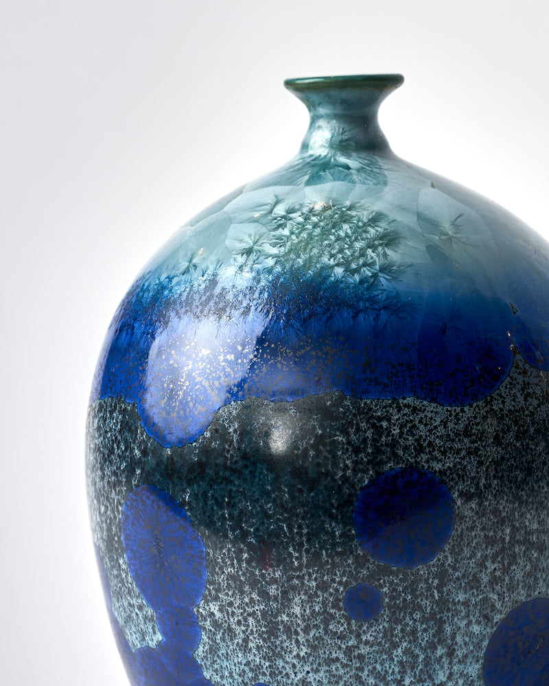 Ted Secombe — Small Crystalline Glaze Vase in 'Ocean Blue'