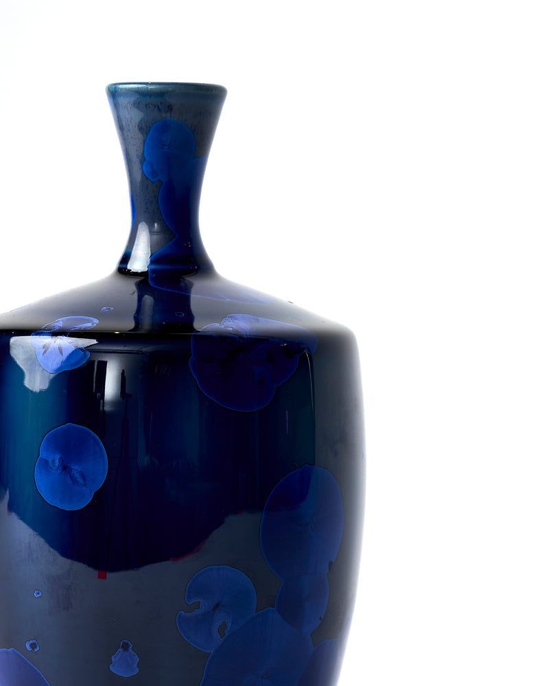 Ted Secombe — Small Crystalline Glaze Vase in 'Deep Blue'