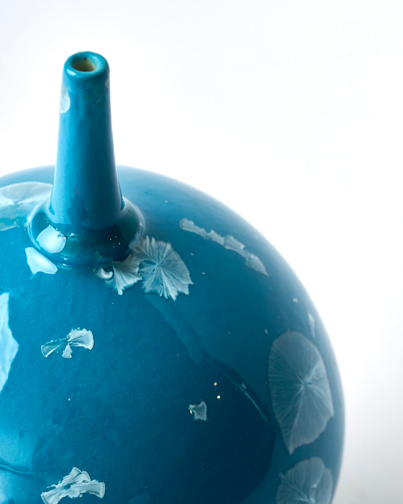 Ted Secombe — Small Crystalline Glaze Vase in 'Bright Blue'