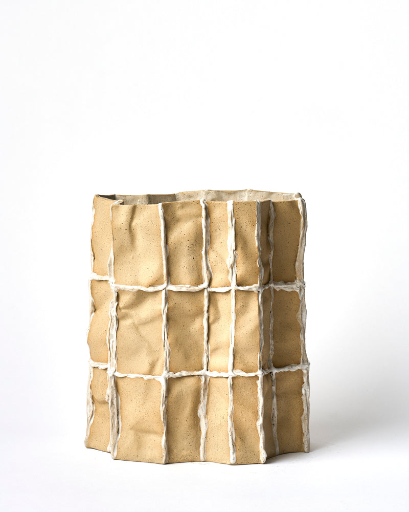 Lucy Tolan — Tile Vessel in Biscuit with White Seams