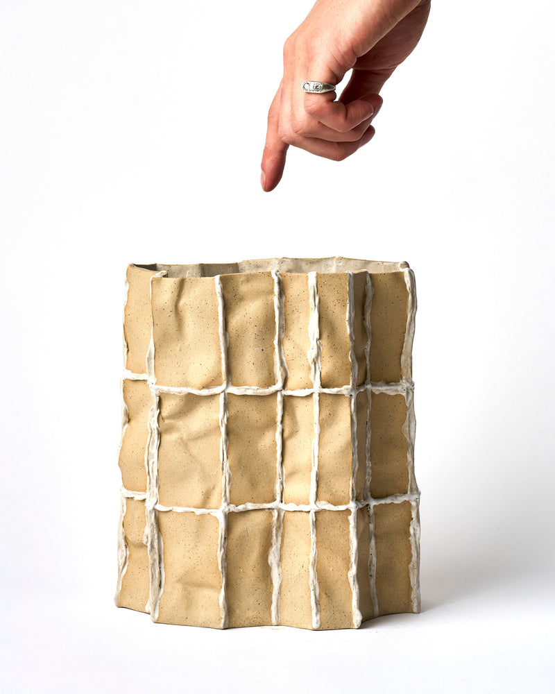 Lucy Tolan — Tile Vessel in Biscuit with White Seams