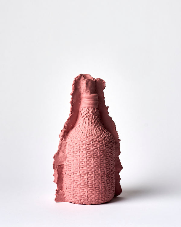 Kristin Burgham — 'Small Weave Bottle' in Raspberry, Sculptural Vessel
