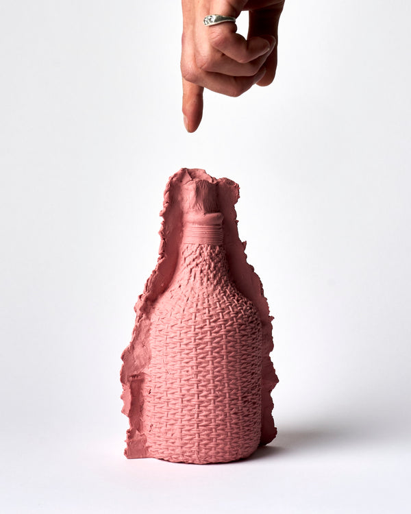Kristin Burgham — 'Small Weave Bottle' in Raspberry, Sculptural Vessel