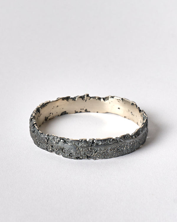 Karen Gall — 'Weathered Bangle IV' in Silver with Diamonds