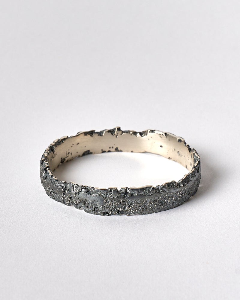 Karen Gall — 'Weathered Bangle IV' in Silver with Diamonds