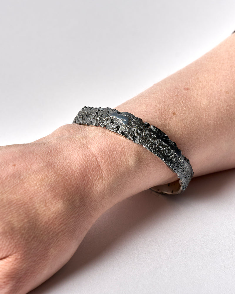 Karen Gall — 'Weathered Bangle IV' in Silver with Diamonds