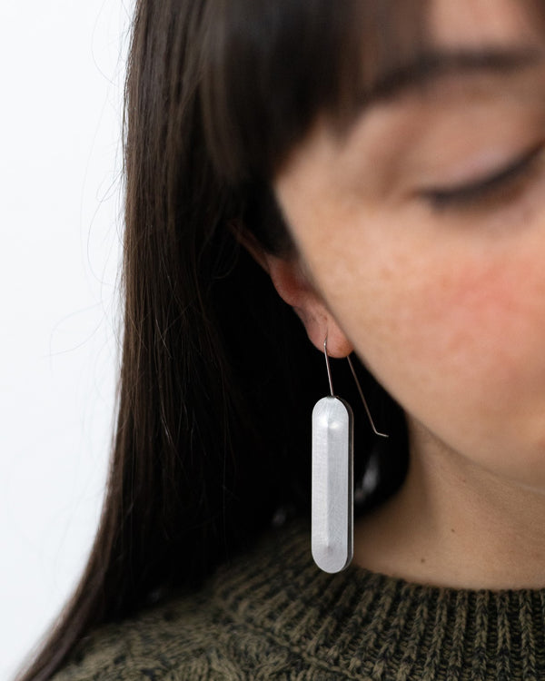 Ferro Forma — Large Oval Earrings in Stainless Steel