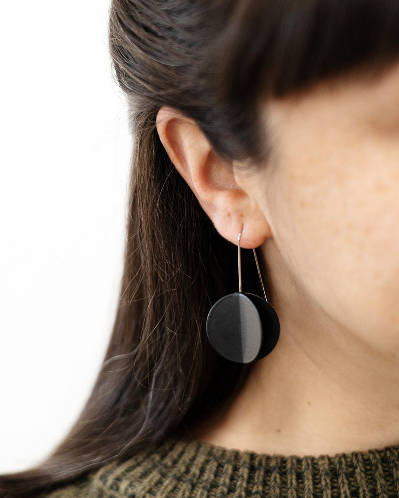 Ferro Forma —  Large Wing Earrings in Black Stainless Steel